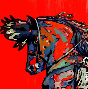 Cheval TANG  100x100cm  huile sur toile