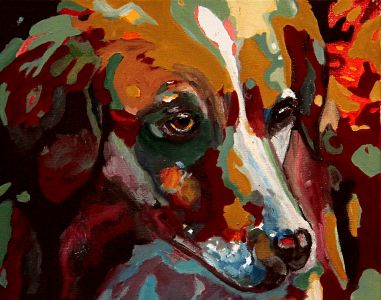 " Mélancolie canine"  (Canine melancholy) 40x50cm oil on canvas