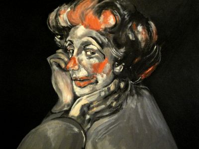 "Clown mélancolique"忧郁的马戏小丑  40x50cm   亚麻油画