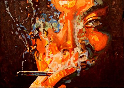  Smoke eye (《烟雾中的眸子》)50x70cm 布面油画