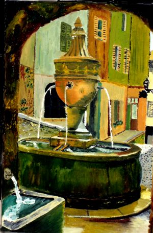 La fontaine (喷泉)   30x40cm 亚麻油画 