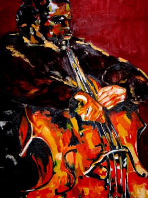 "Jazz contrebasse" (爵士低音提琴 ) 60x80cm 布面油画