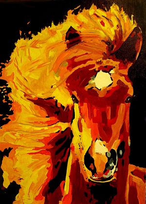 Crinière soleil (阳光下的马鬃)  100X140cm  亚麻油画 