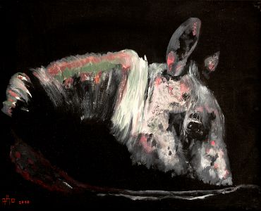 Pur au boxe (马厩中的纯种马) 40 x 50 cm 亚麻油画 