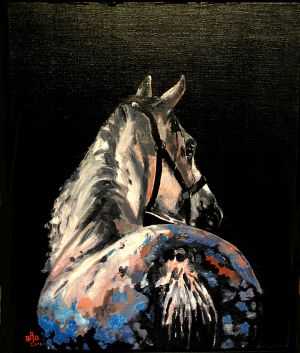 Tire au renard (Kick out horse) 40x50cm  oil on canvas