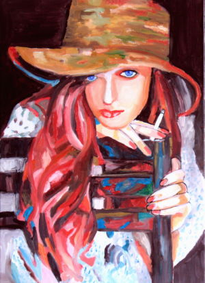 Cigarette rousse (redhead cigarette) (50x70 cm) oil on canvas