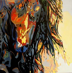 Introspection équine (静穆之马 ) 100x100cm 亚麻油画 